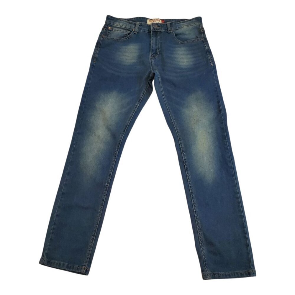 HUDSON BARROW NYC Mens Jeans Slim Stretch Distressed Blue Jeans